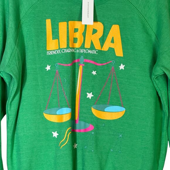 NWT Midnight Rider Anthropologie Libra Sweatshirt Womens M Green Astrology Cozy - Picture 5 of 9
